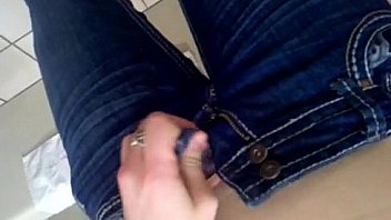 Michigan girl pulling jeans down showing off her pussy