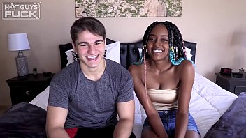 Amazing black girl and white guy have college sex
